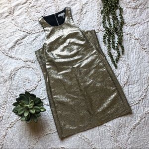 1.State Gold Metallic Shift Dress